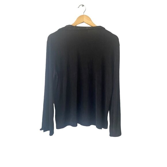 Chicos Travelers Cardigan Slinky Jacket Size 3/XL Black Fancy Collar Button - Picture 4 of 7